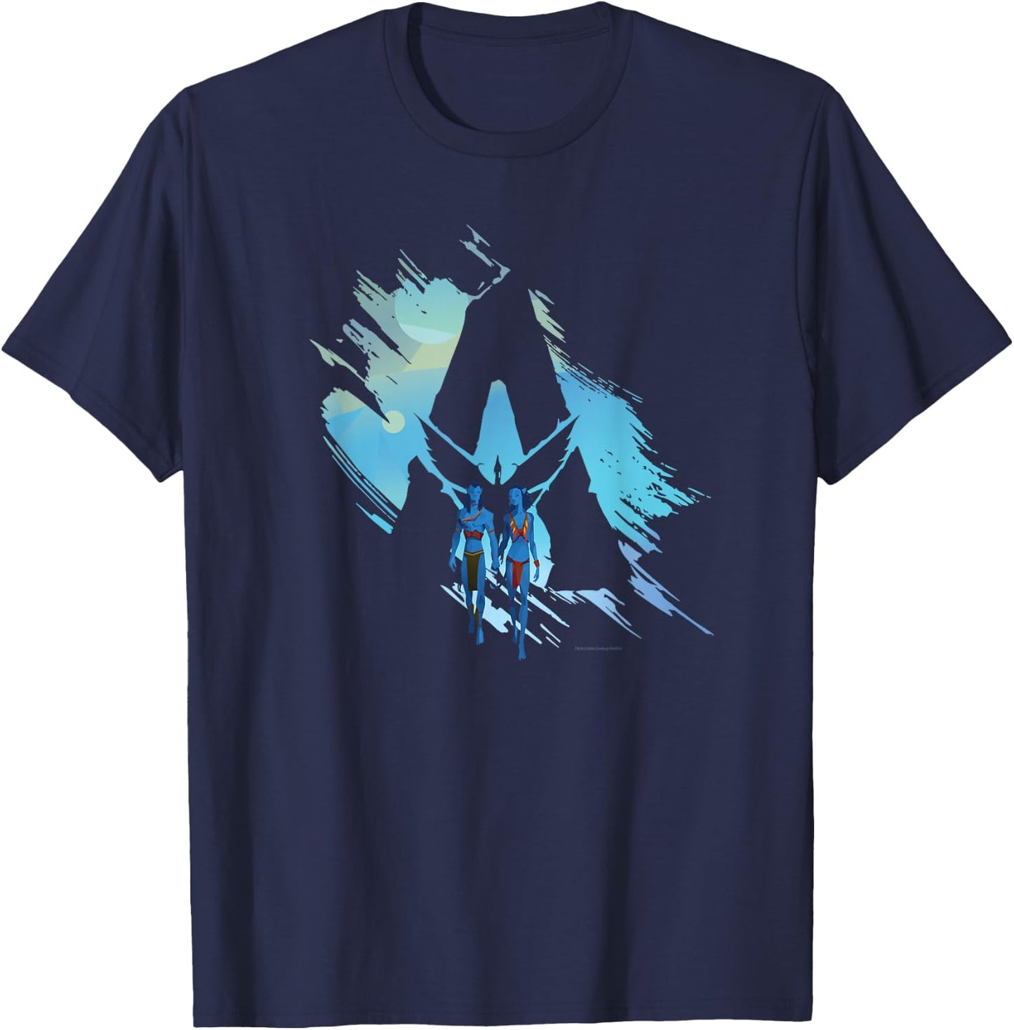 Avatar: The Way of Water Jake and Neytiri A Logo Illustrated T-Shirt - T-Shirt | Navy