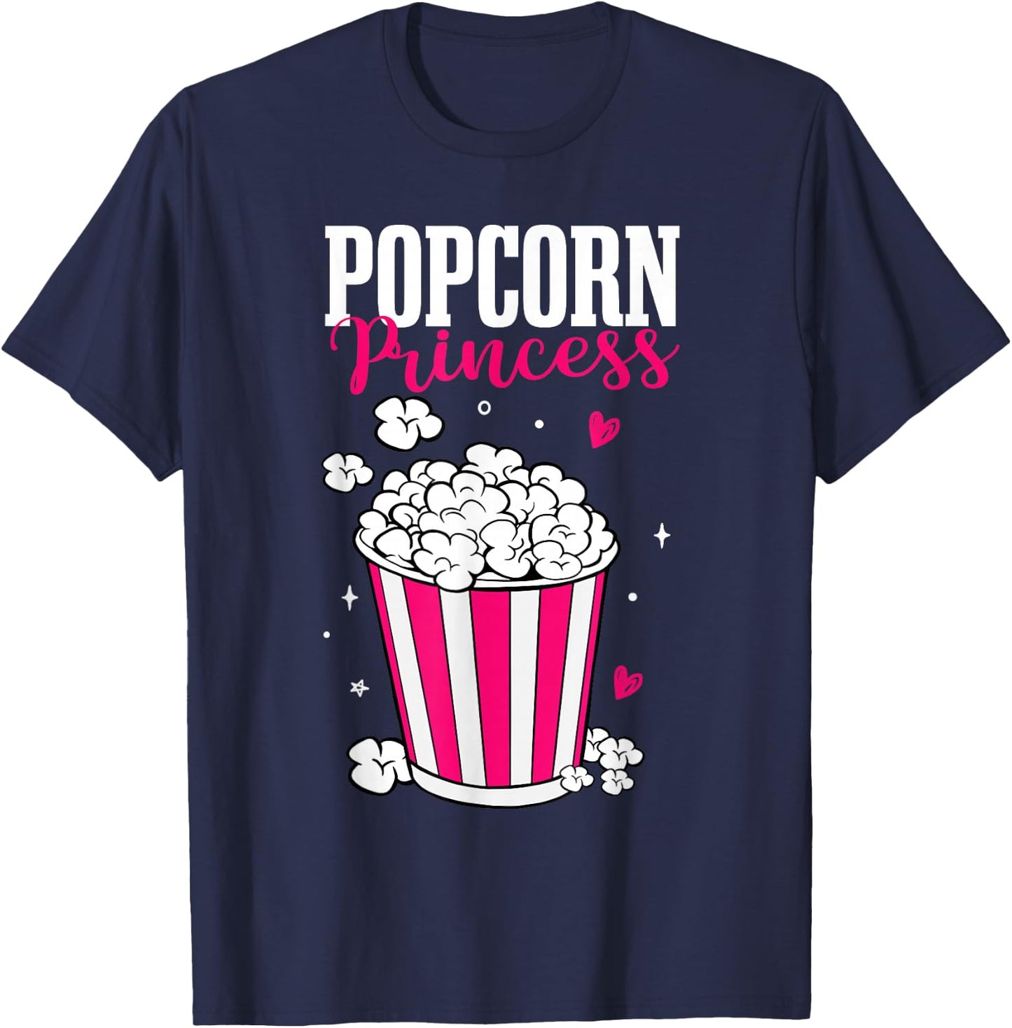 Popcorn Princess Women Cute Movie Night Cinema Snack T-Shirt - T-Shirt | Navy