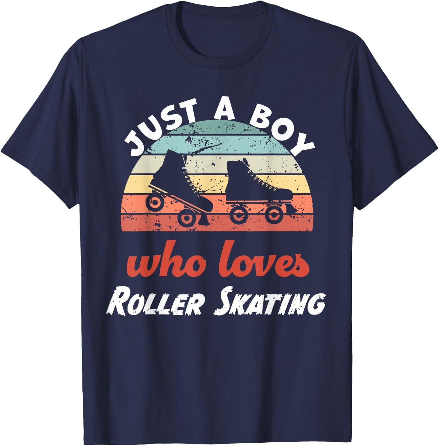 Just A Boy Who Loves Roller Skating Kids Roller Skating Boys T-Shirt - T-Shirt | Navy