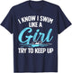 Funny Swimming Design Women Kids Swimmer Swim Lovers T-Shirt - T-Shirt | Navy