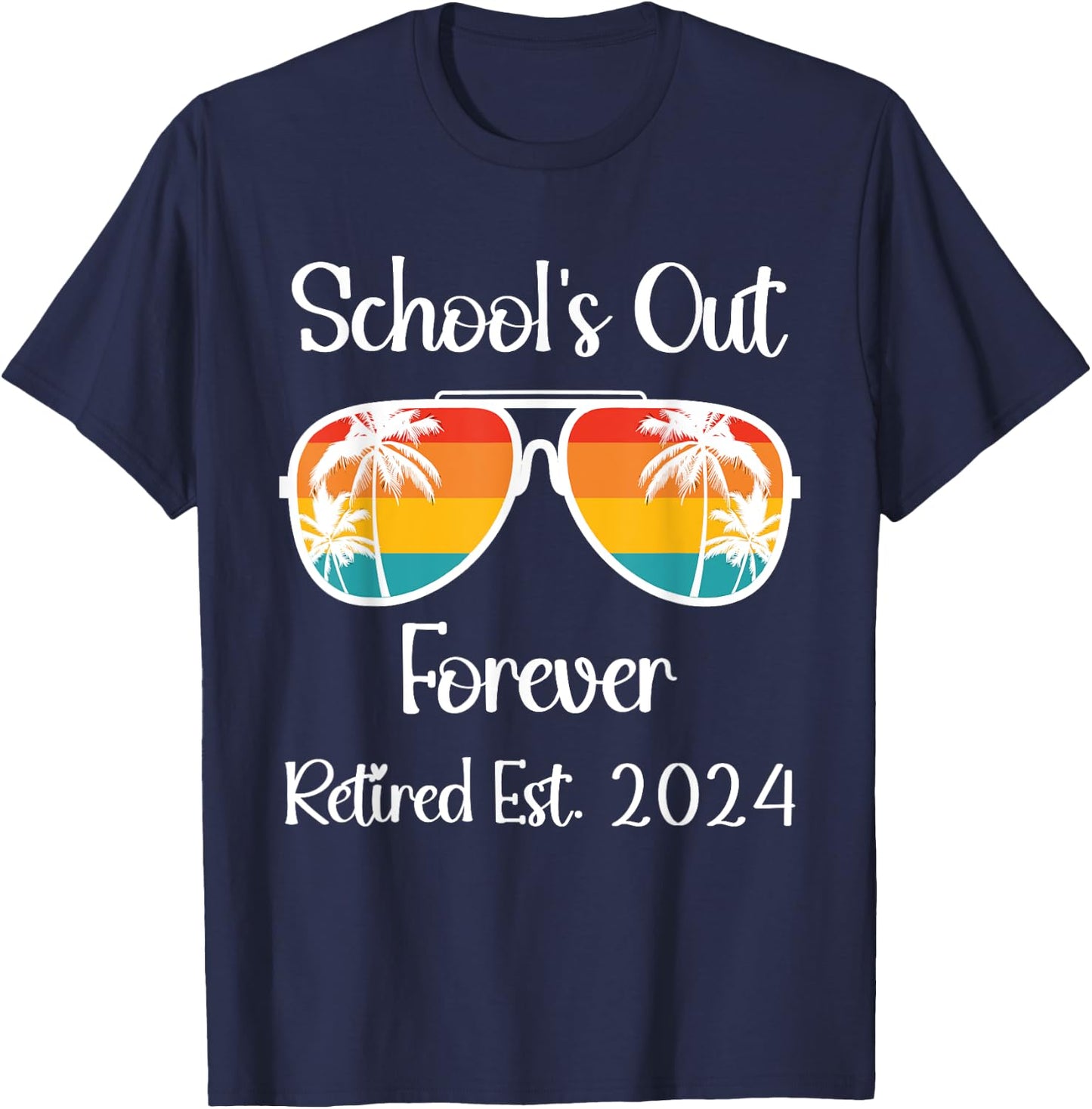 Retired Teacher Class Of 2024 Retirement Men Women School T-Shirt - T-Shirt | Navy