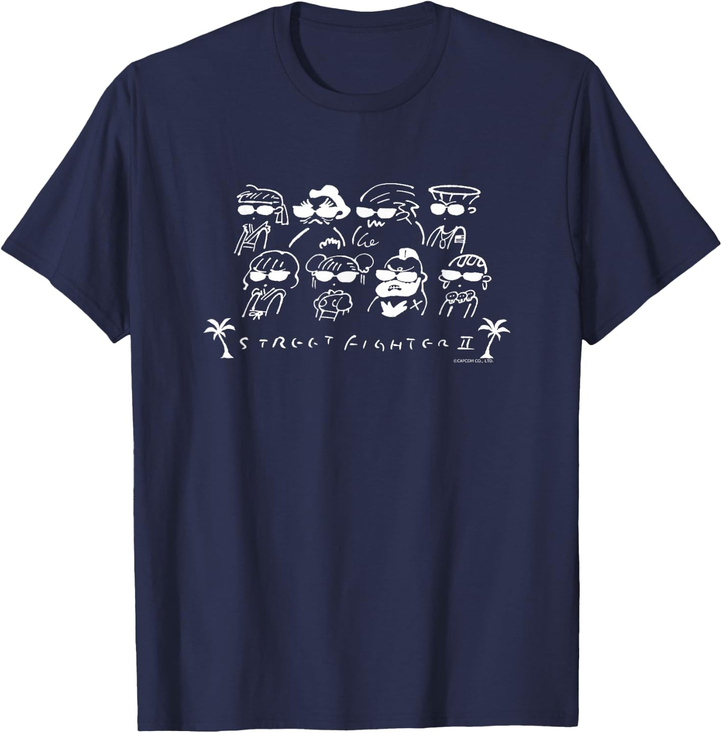 STREET FIGHTER II Line Art (A) T-Shirt - T-Shirt | Navy