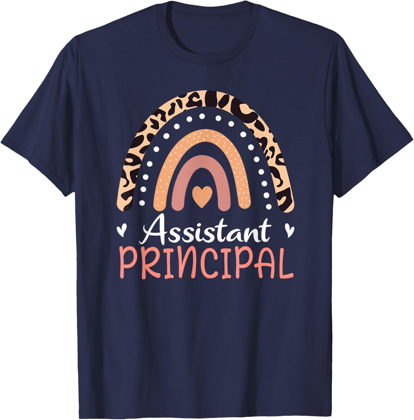 Assistant Principal Leopard Rainbow Appreciation Women Small T-Shirt - T-Shirt | Navy
