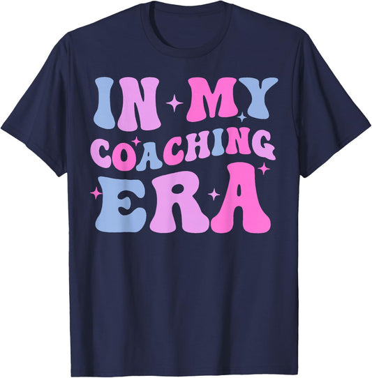In My Coaching Era Retro Groovy T-Shirt - T-Shirt | Navy
