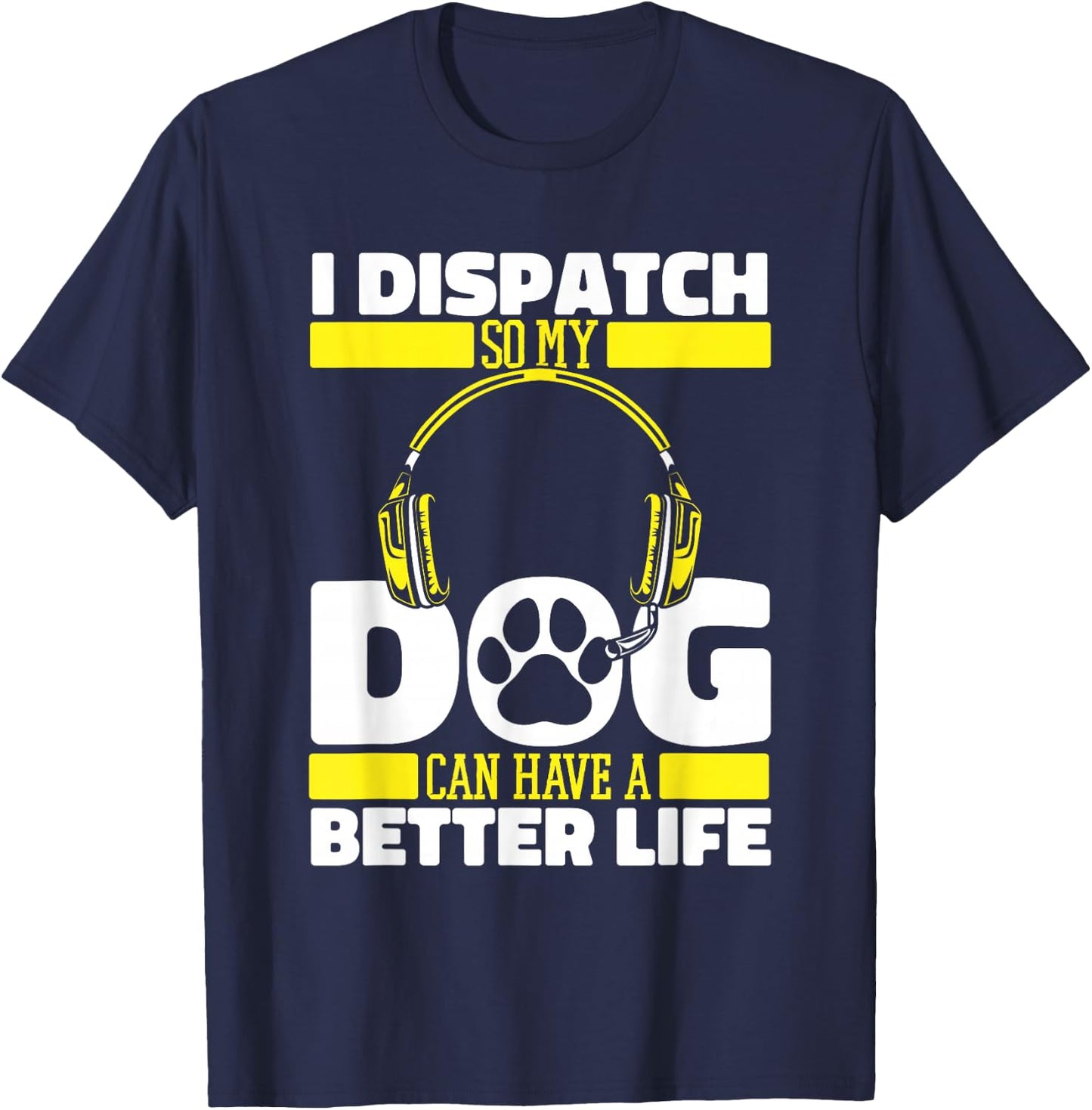 Police Dog - Gold Thin Yellow Line Emergency Dispatcher T-Shirt - T-Shirt | Navy