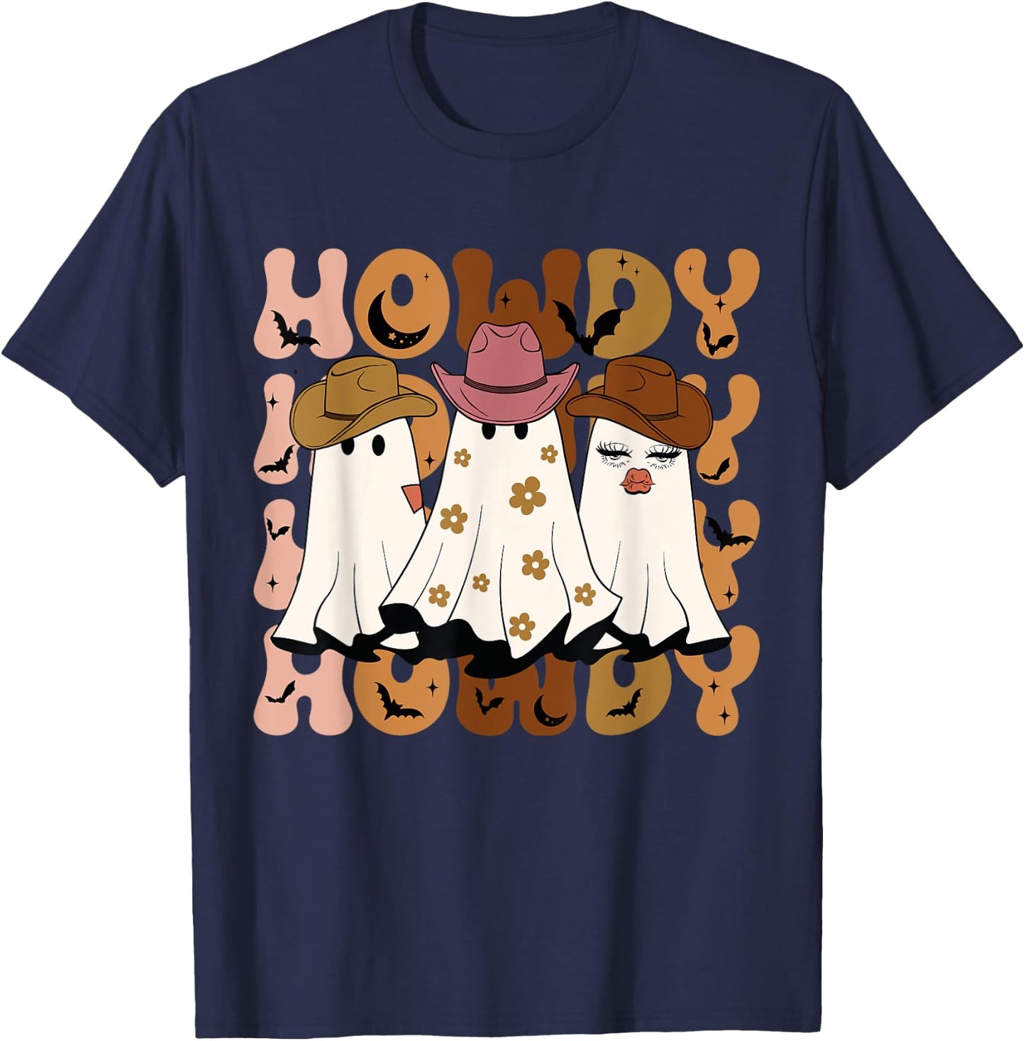 Howdy Ghost Halloween Rodeo Western Howdy Cowboy Cowgirl T-Shirt - T-Shirt | Navy