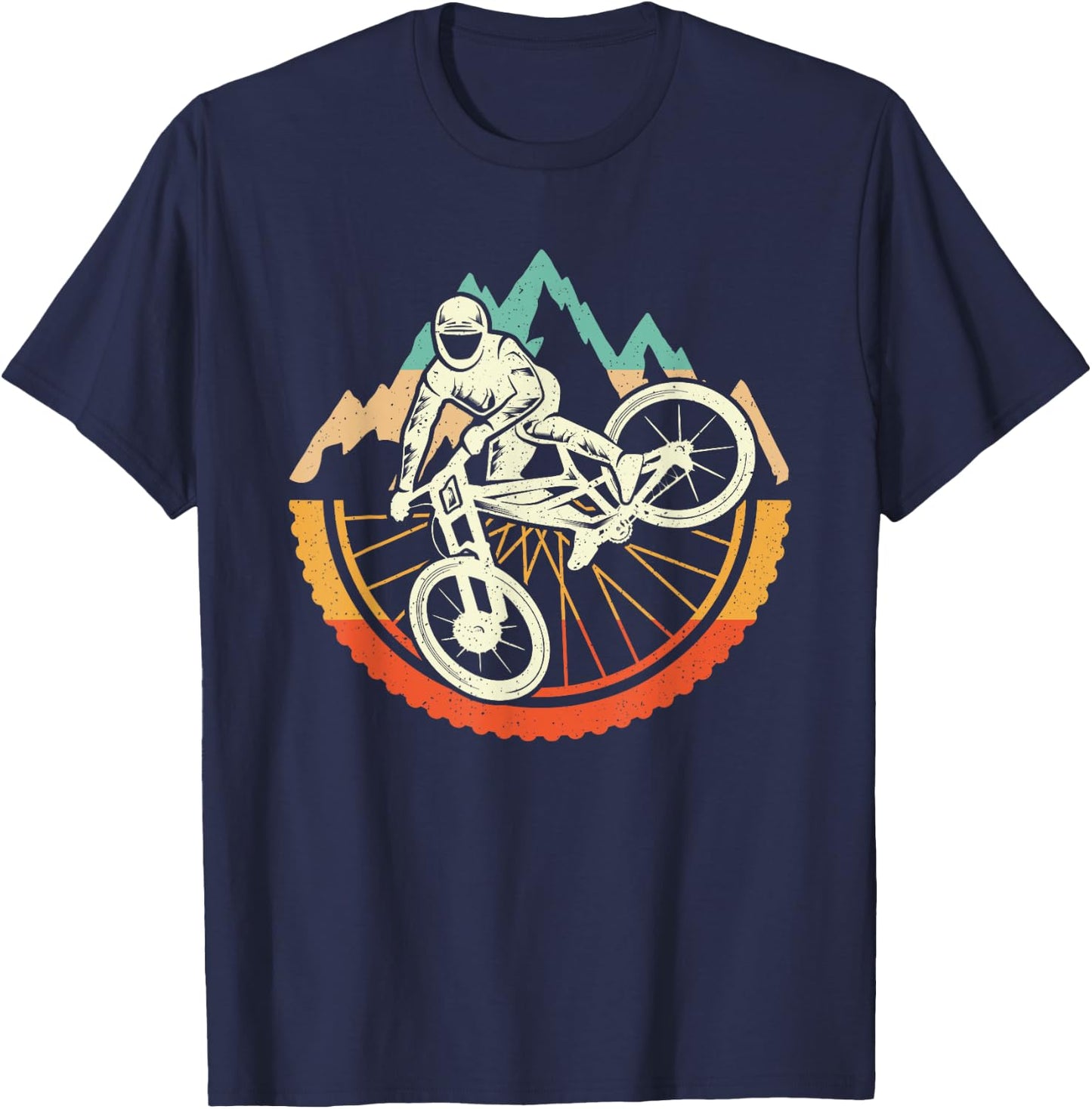 Mountain Bike Downhill Biker Vintage Men Boys MTB T-Shirt - T-Shirt | Navy