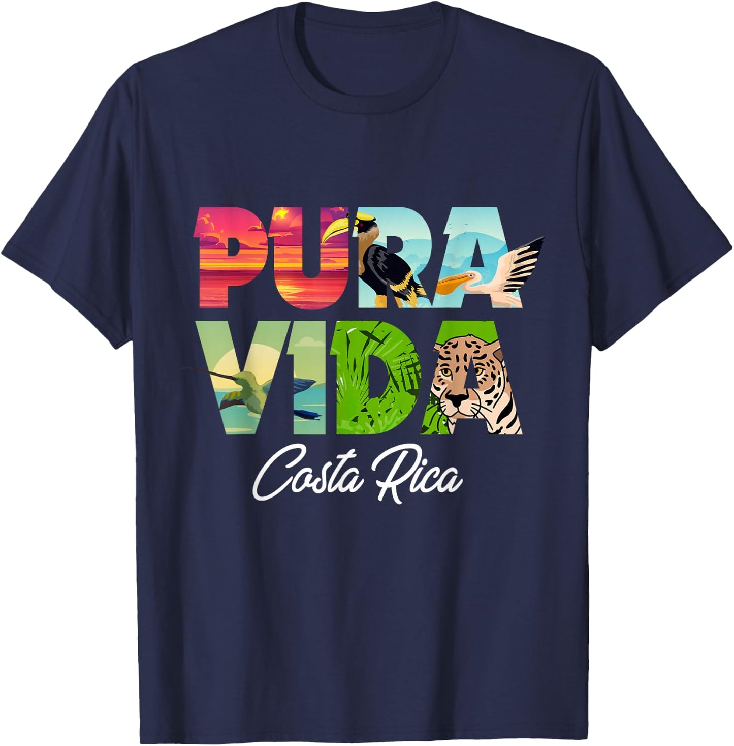 Pura Vida Costa Rica Souvenir - Cool Central America Travel T-Shirt - T-Shirt | Navy