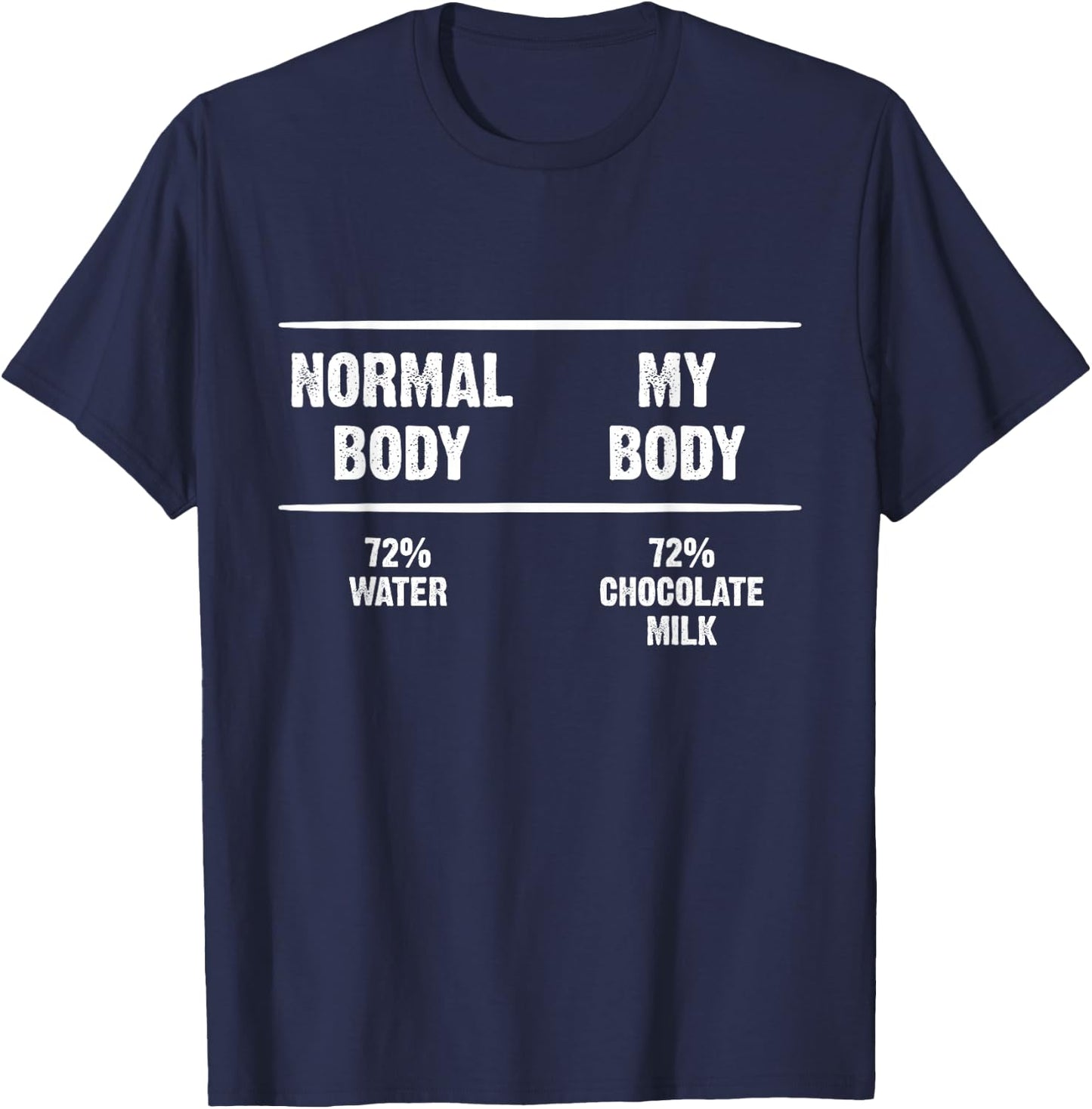 Water and Chocolate Milk Body Percentage Funny Milkaholic T-Shirt - T-Shirt | Navy