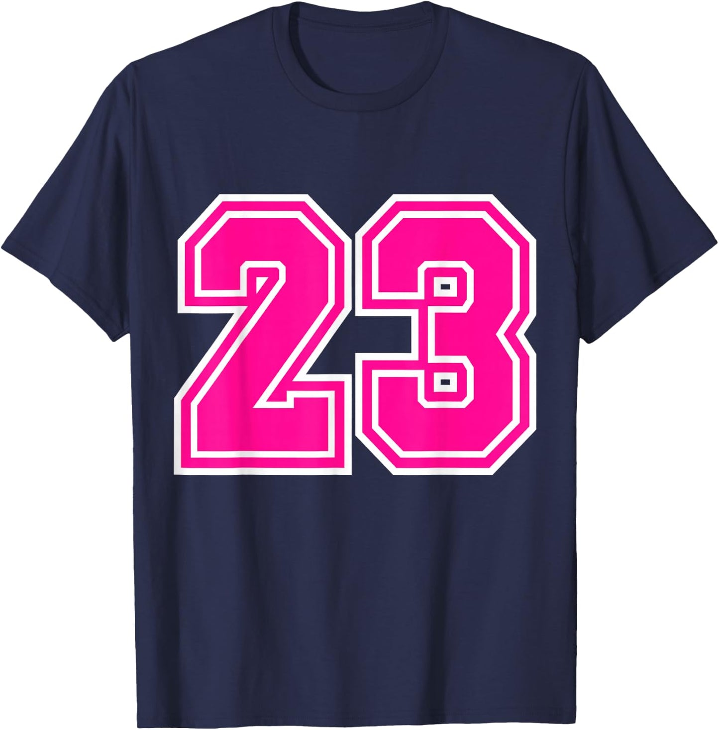 Number #23 Pink Sports Team T-Shirt - T-Shirt | Navy