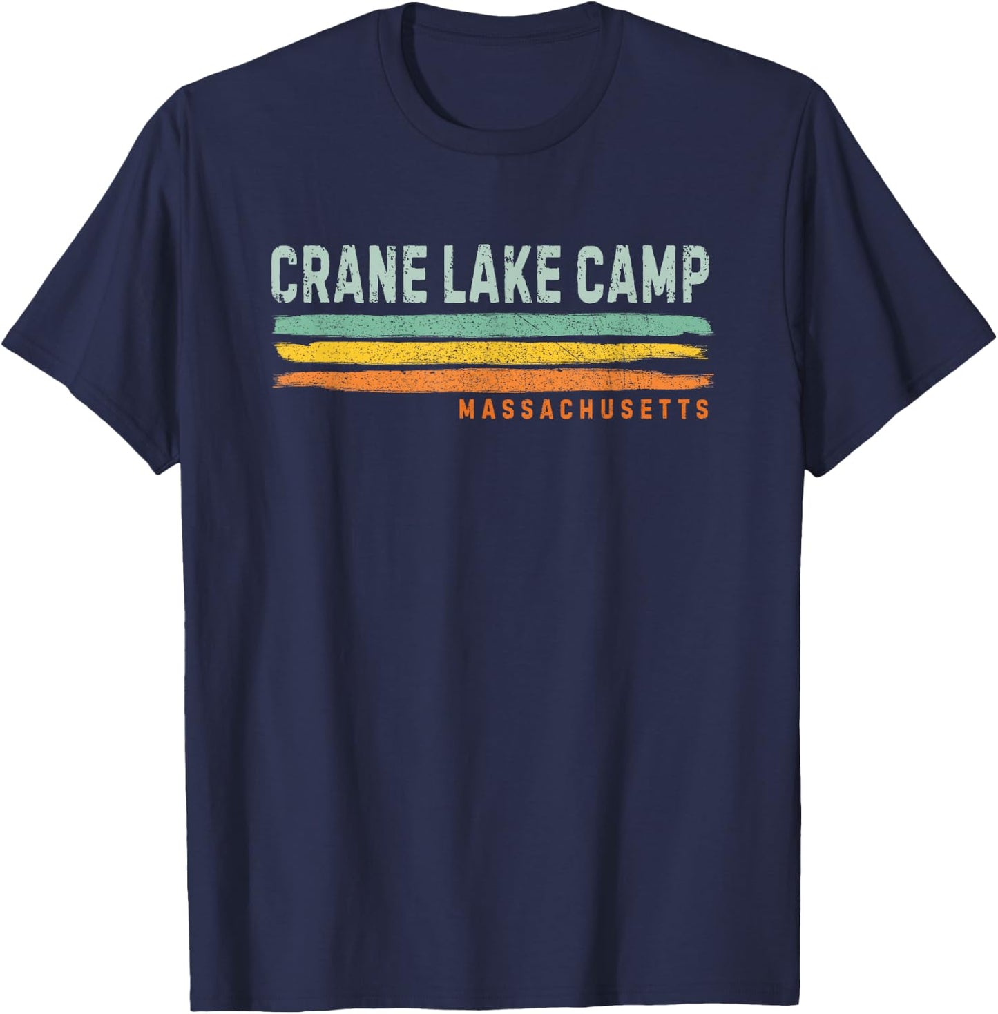 Vintage Stripes Crane Lake Camp MA T-Shirt - T-Shirt | Navy