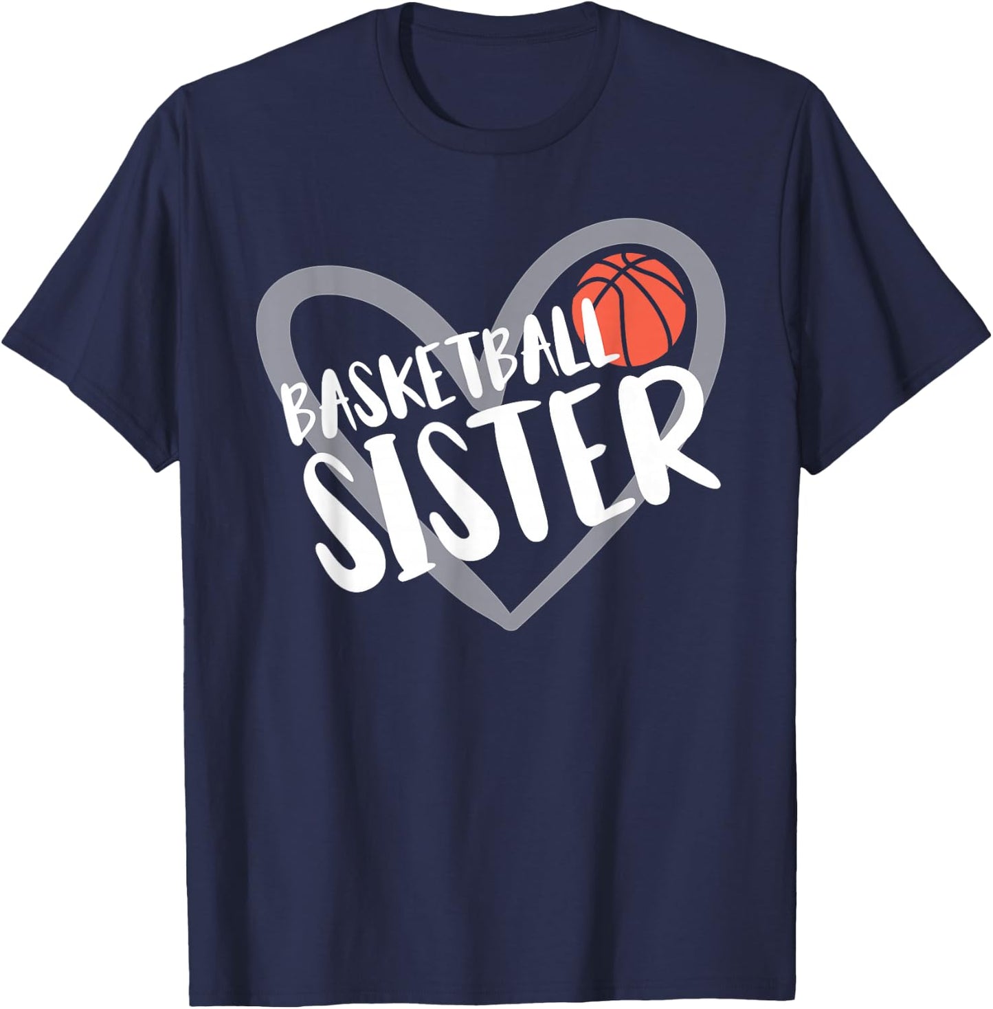 Basketball Sister Heart T-Shirt - T-Shirt | Navy