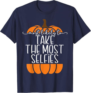 Take the Most Selfies Most Likely to Thanksgiving Family T-Shirt - T-Shirt | Navy