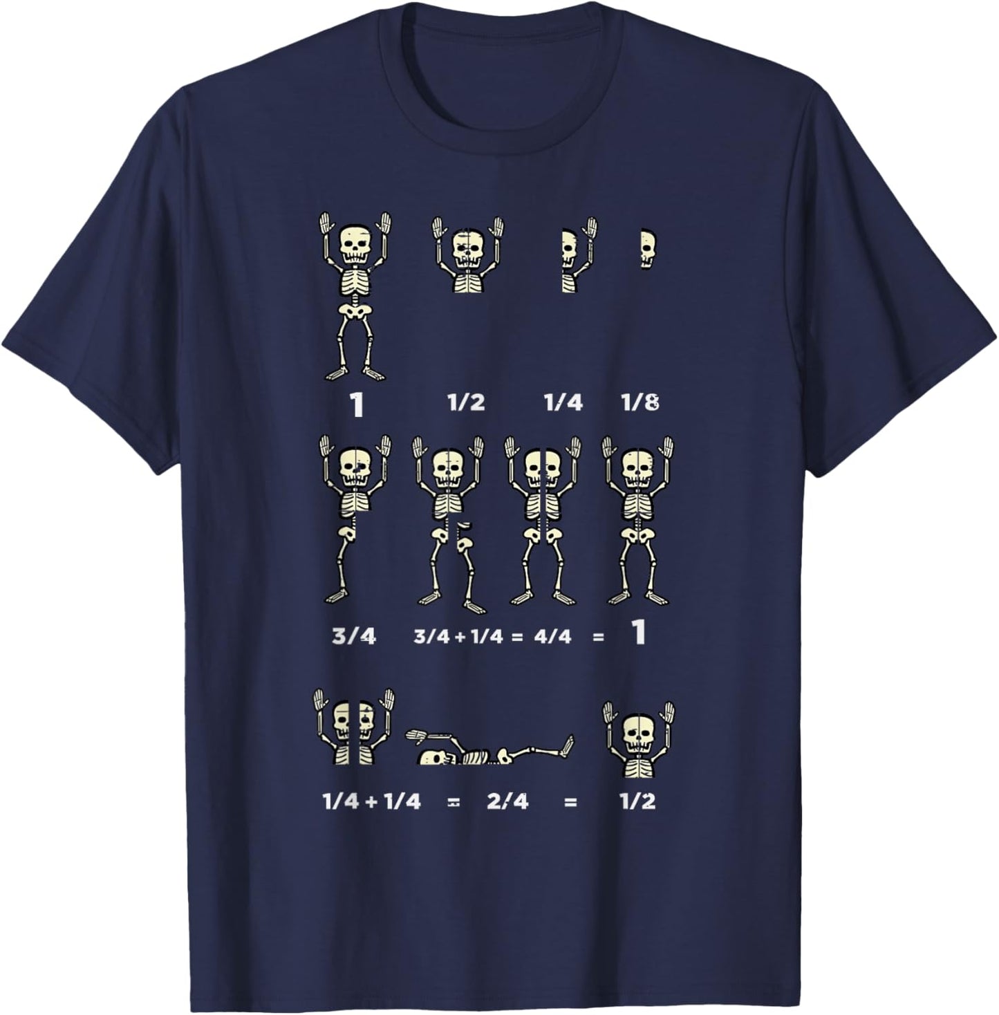 Halloween Skeleton Math Fraction Funny Teacher Men Women T-Shirt - T-Shirt | Navy