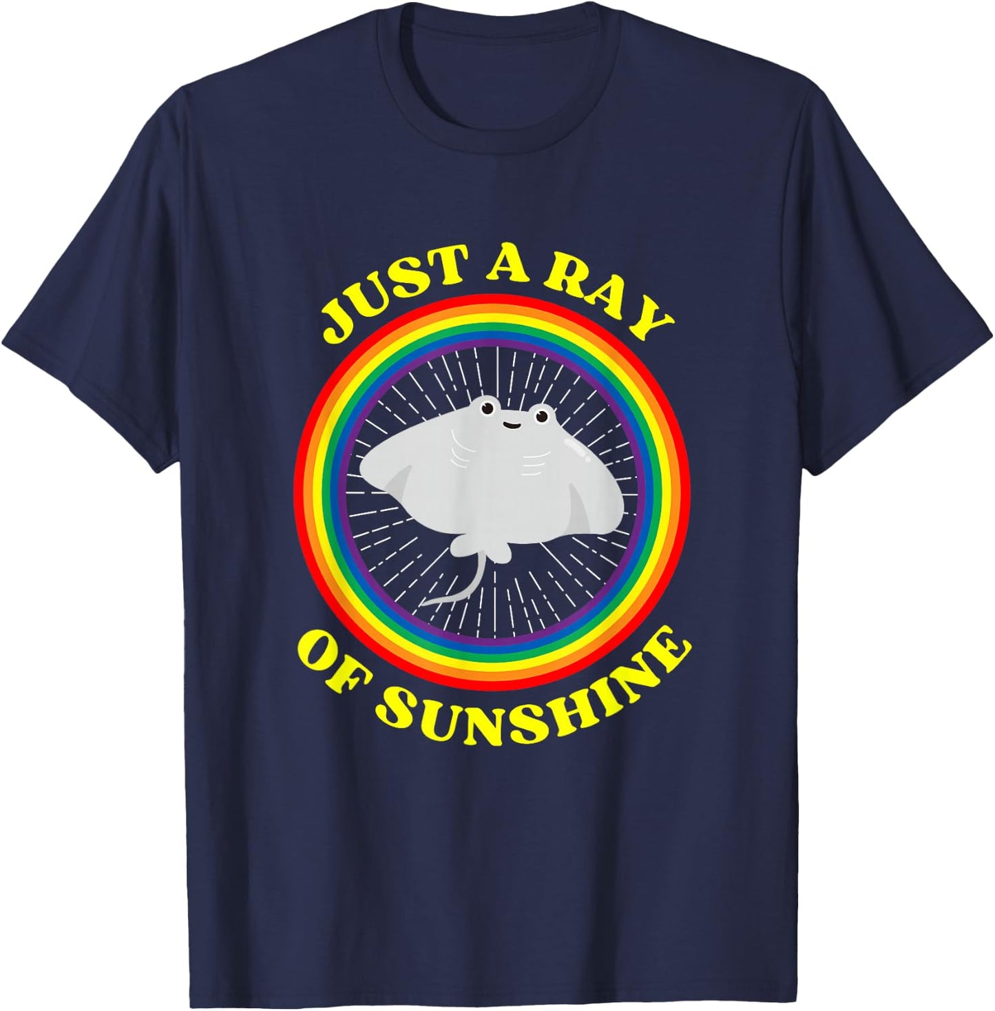 Stingray Of Sunshine Funny Stingray Rainbow T-Shirt - T-Shirt | Navy