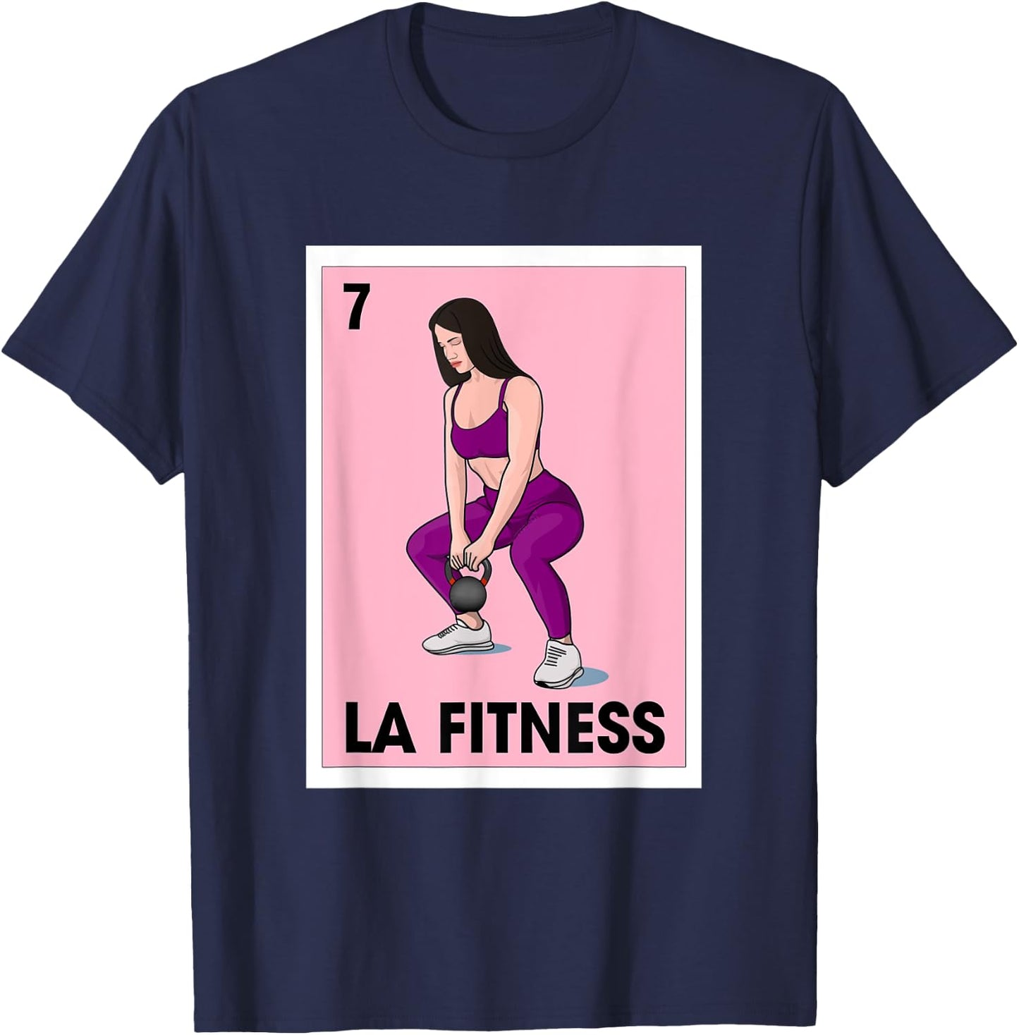 La Fitness Mexican Bingo Card Game Workout Gym Exercise T-Shirt - T-Shirt | Navy