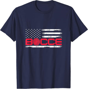 Bocce Ball American USA Flag Bocci Player 4th July Women Girls Kids Men T-Shirt - T-Shirt | Navy