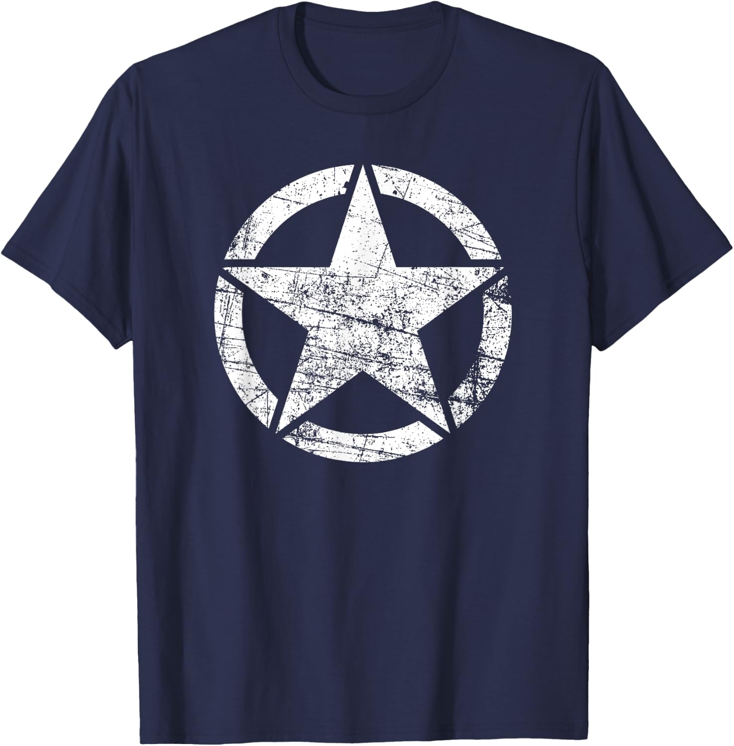 Vintage Army Star Classic Retro USA Military Distressed Logo T-Shirt - T-Shirt | Navy