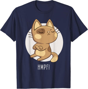 Hmph! Sulking Cat Anti-Social Cat for Funny Cat Lovers T-Shirt - T-Shirt | Navy