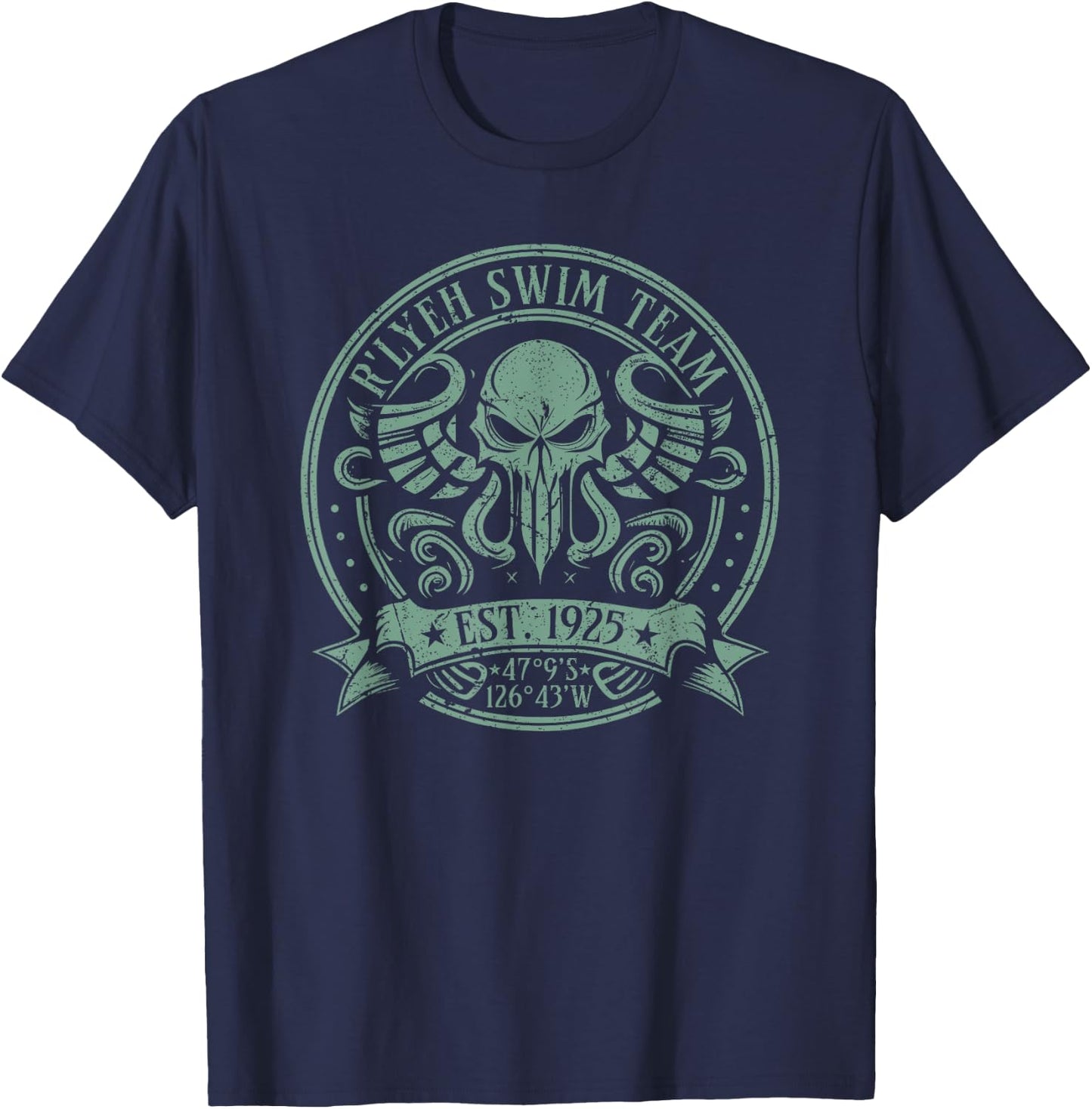 Cthulhu R'lyeh Swim Team, Cosmic Horror Cthulhu T-Shirt - T-Shirt | Navy