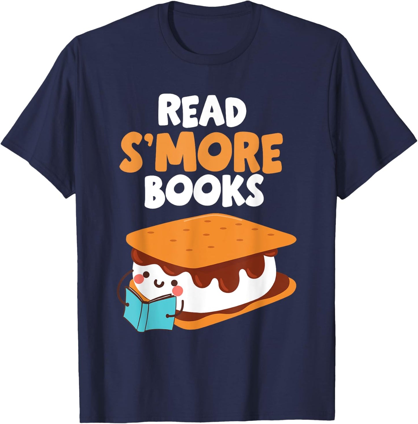 Marshmallow Camping Campfire Funny Read Smore Books T-Shirt - T-Shirt | Navy