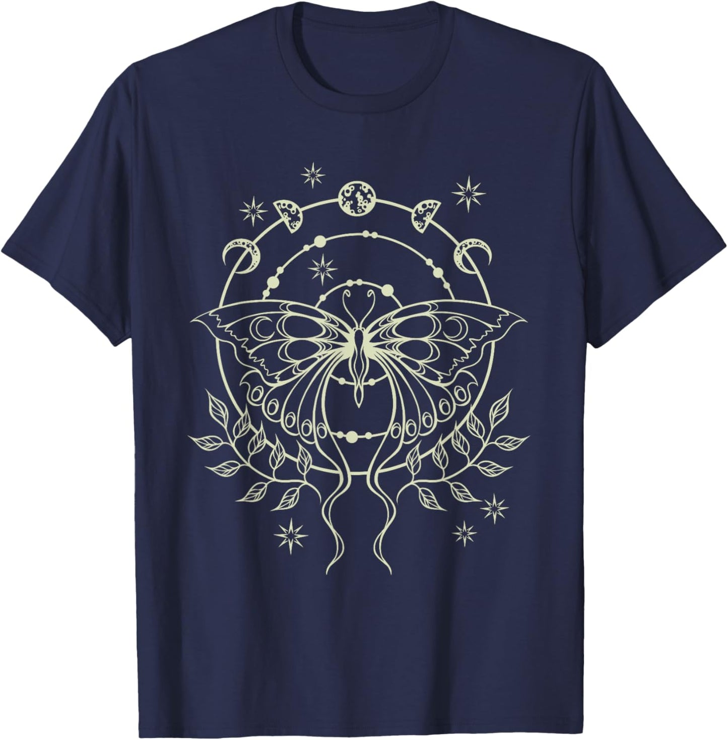 Fairy Grunge Fairycore Alt Emo Moon Phases Goth Moth T-Shirt - T-Shirt | Navy