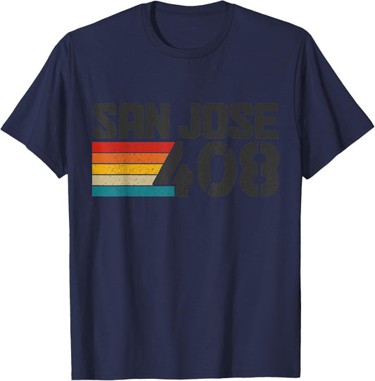 San Jose California 408 Area Code Pride Vintage T-Shirt - T-Shirt | Navy