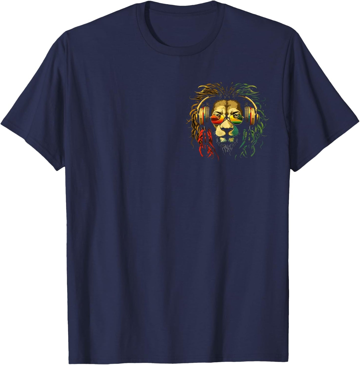 Rasta Reggae Music Lion Of Judah Hippie Jamaican Lion T-Shirt - T-Shirt | Navy
