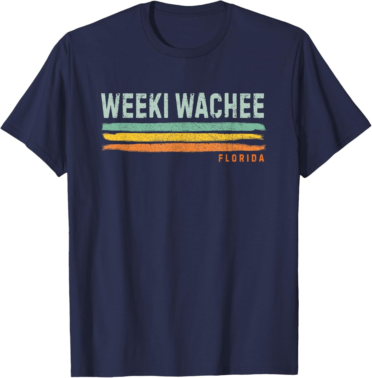 Vintage Stripes Weeki Wachee FL T-Shirt - T-Shirt | Navy