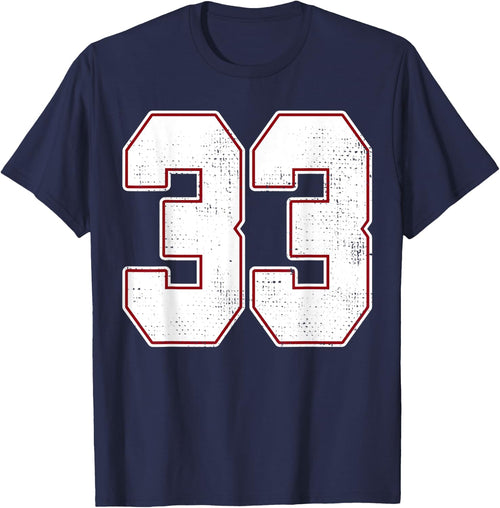 #33 Outline Number 33 Fan Varsity Sports Team Blue Jersey