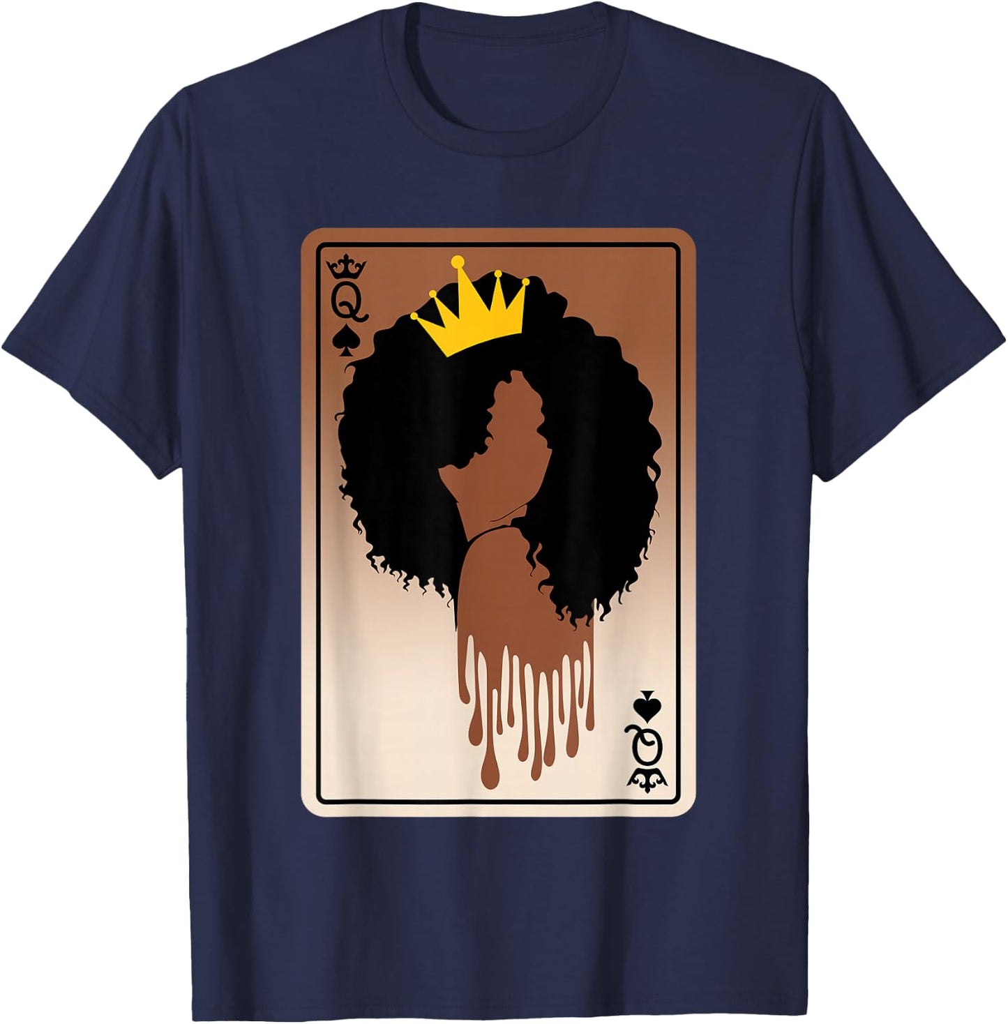 Spades Queen Card Afro American Black History Month Melanin T-Shirt - T-Shirt | Navy