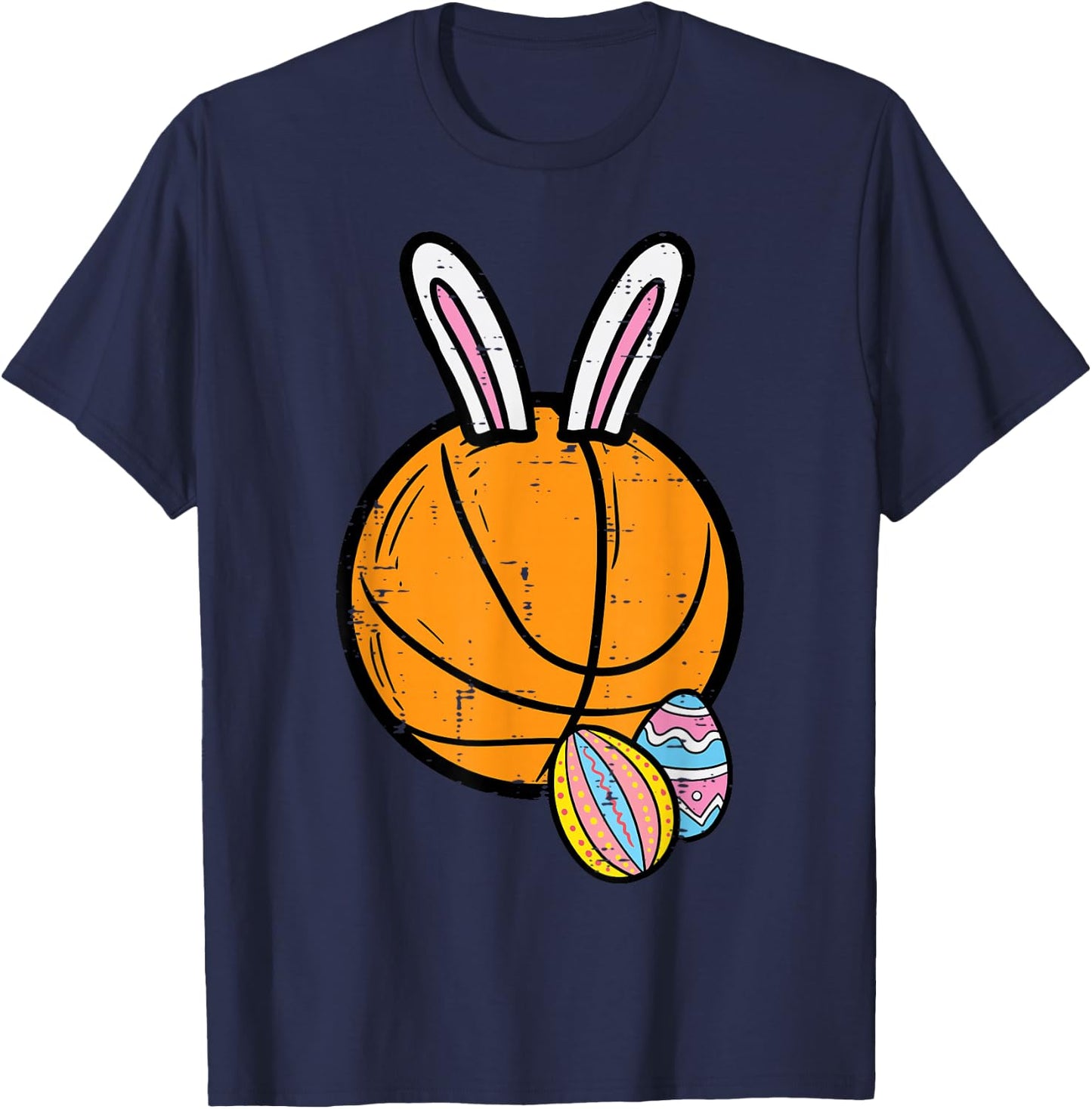 Easter Basketball Bunny Rabbit Sports Men Boys Kids Teens T-Shirt - T-Shirt | Navy