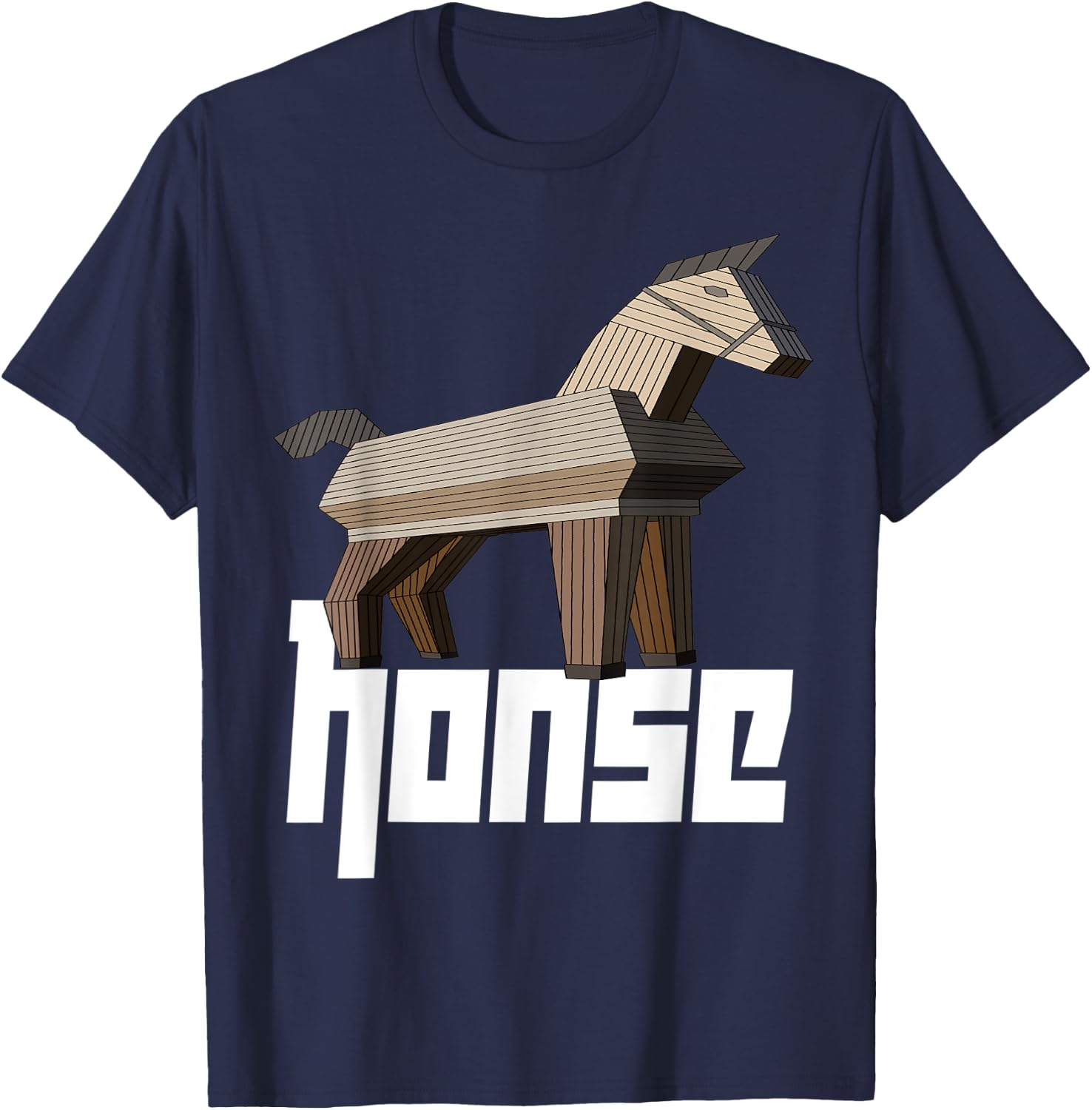 Honse Meme, Funny Wooden Horse T-Shirt - T-Shirt | Navy