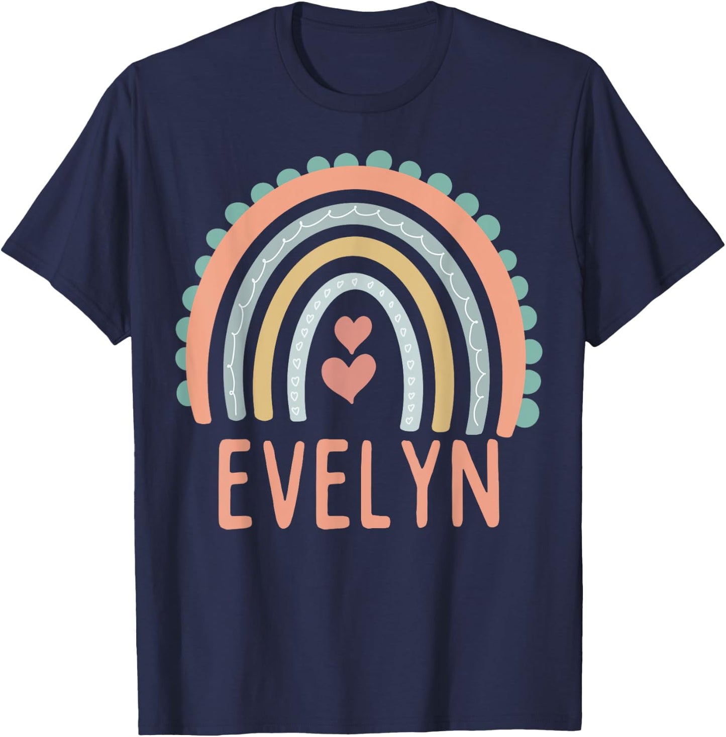 Hello My Name Is EVELYN Rainbow Name Custome Pre-K School T-Shirt - T-Shirt | Navy