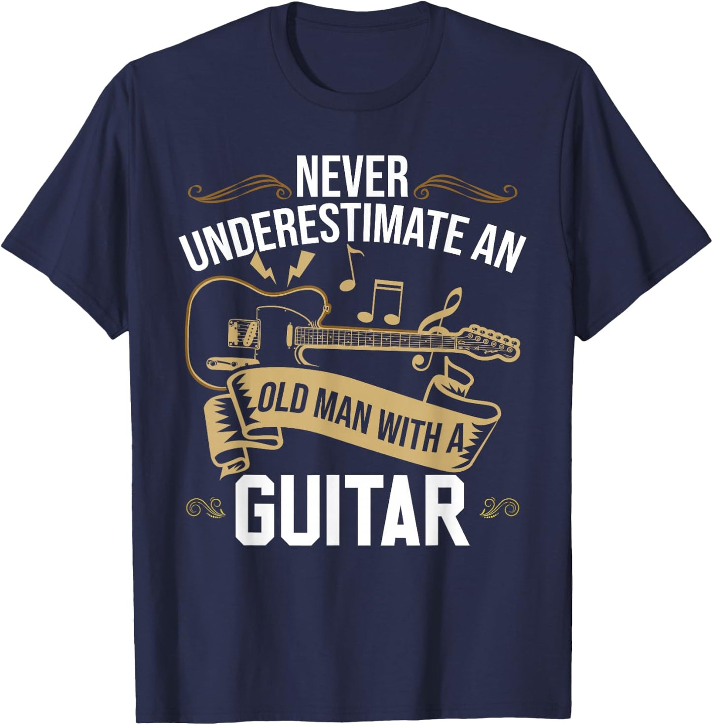 Guitarist Guitar Old Men Guitar T-Shirt - T-Shirt | Navy