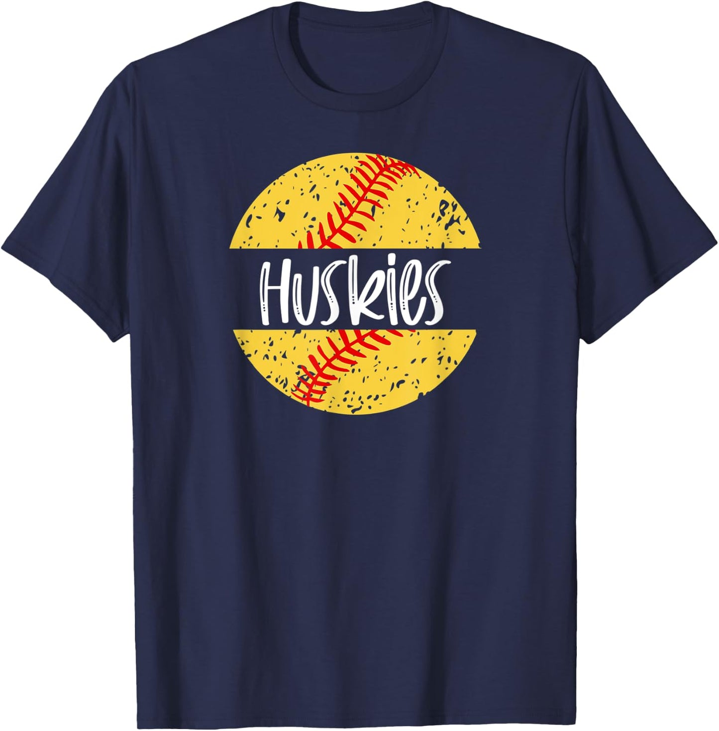 Huskies Softball Team Mascot School Spirit Game Day T-Shirt - T-Shirt | Navy