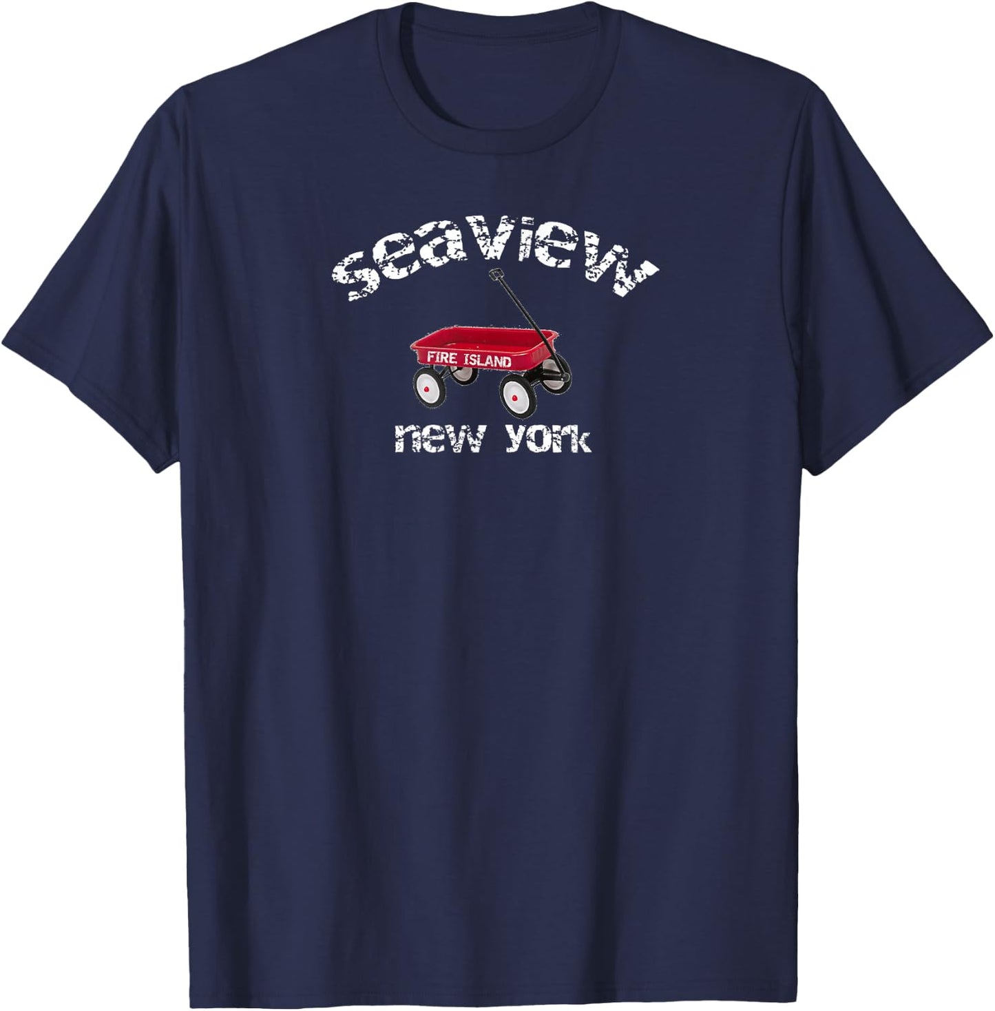 SEAVIEW Fire Island red wagon summer beach vacation T-Shirt - T-Shirt | Navy