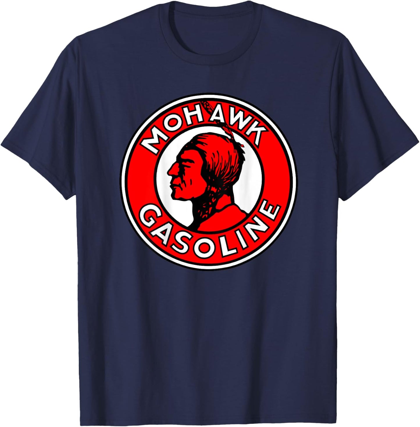 Back Print Only Retro Vintage Gas Station Mohawk Gasoline T-Shirt - T-Shirt | Navy
