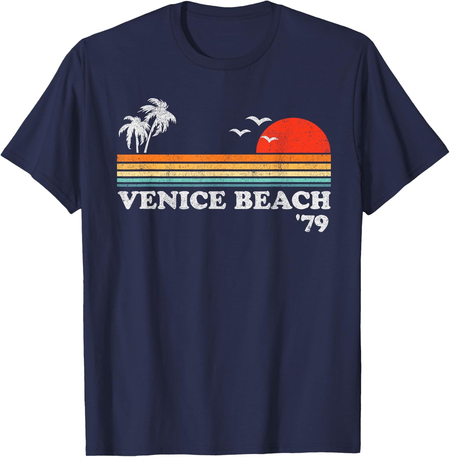 Vintage Venice Beach California Retro Sunset Surf 70's Gift Men Women Kids T-Shirt - T-Shirt | Navy
