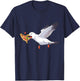 Cranky Seagull Funny Shirt Beach Birds Stealing Pizza Summer T-Shirt - T-Shirt | Navy