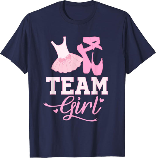 Team Girl Tutu Gender Reveal Shirt Baby Shower Party T-Shirt - T-Shirt | Navy