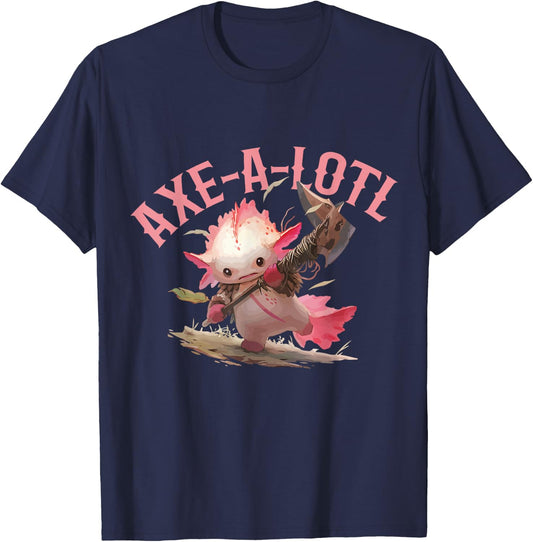 Axolotl Axt-A-Lotl Funny Viking Axe Throwing Lumberjack T-Shirt - T-Shirt | Navy