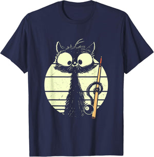 Cat With Billiard Pool Snooker Billiard Ball Cute Cat T-Shirt - T-Shirt | Navy