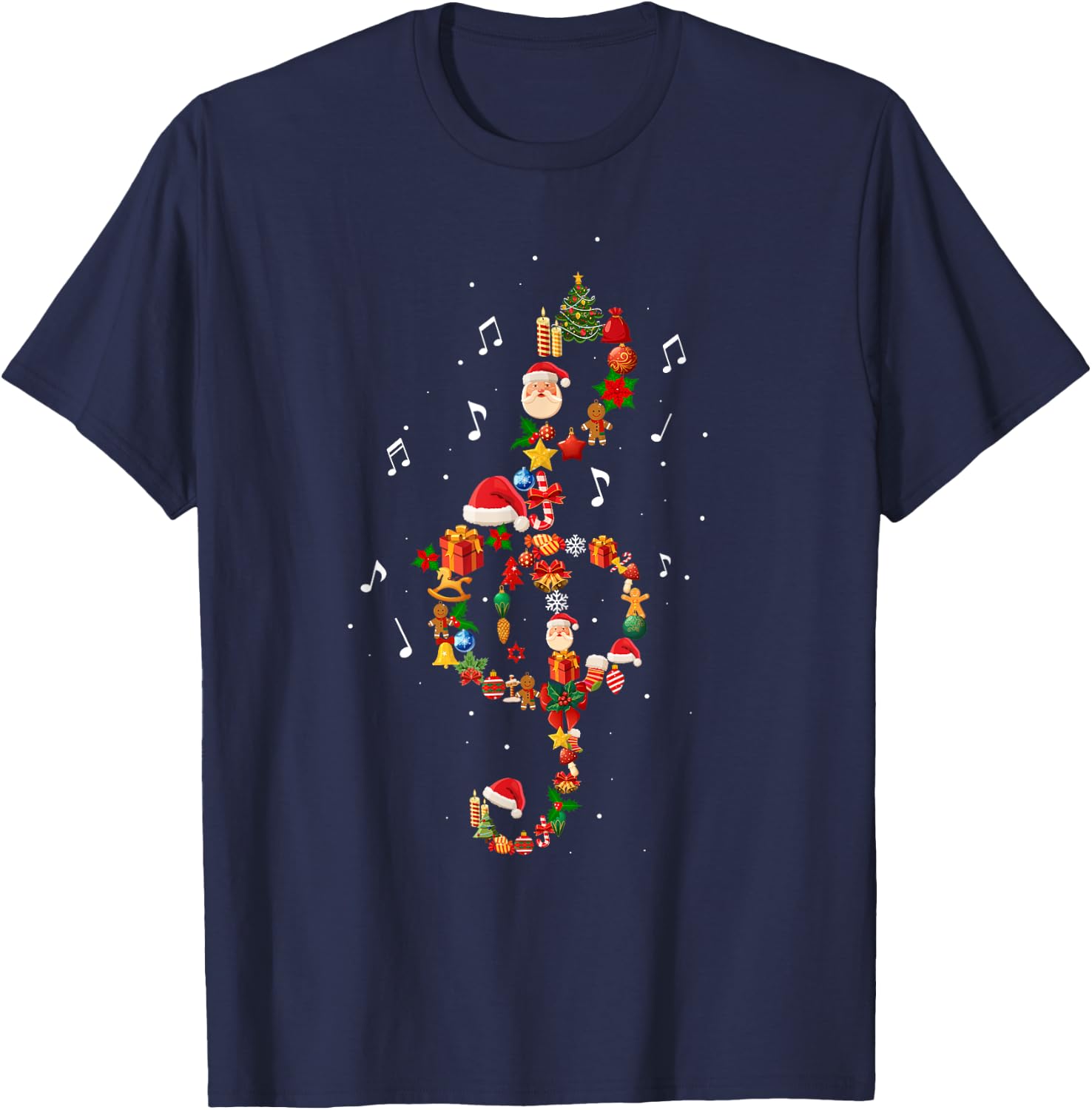 Christmas Musical Note Music Lover Teacher Sing Carols Jesus T-Shirt - T-Shirt | Navy