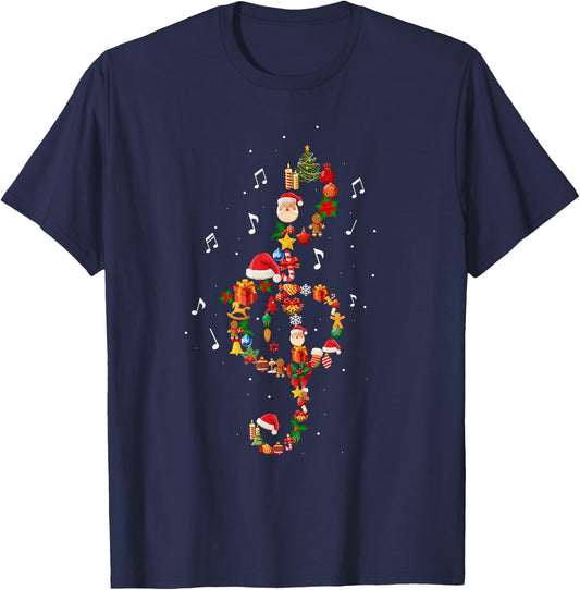 Christmas Musical Note Music Lover Teacher Sing Carols Jesus T-Shirt - T-Shirt | Navy