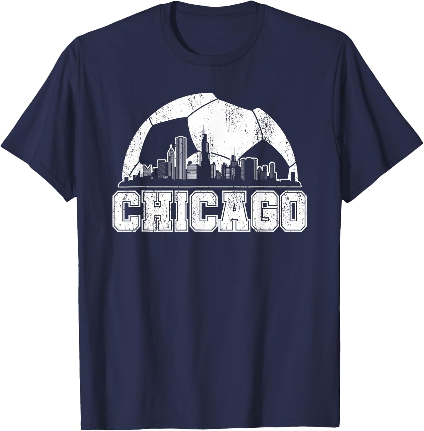 Chicago Skyline Soccer Lover T-Shirt - T-Shirt | Navy