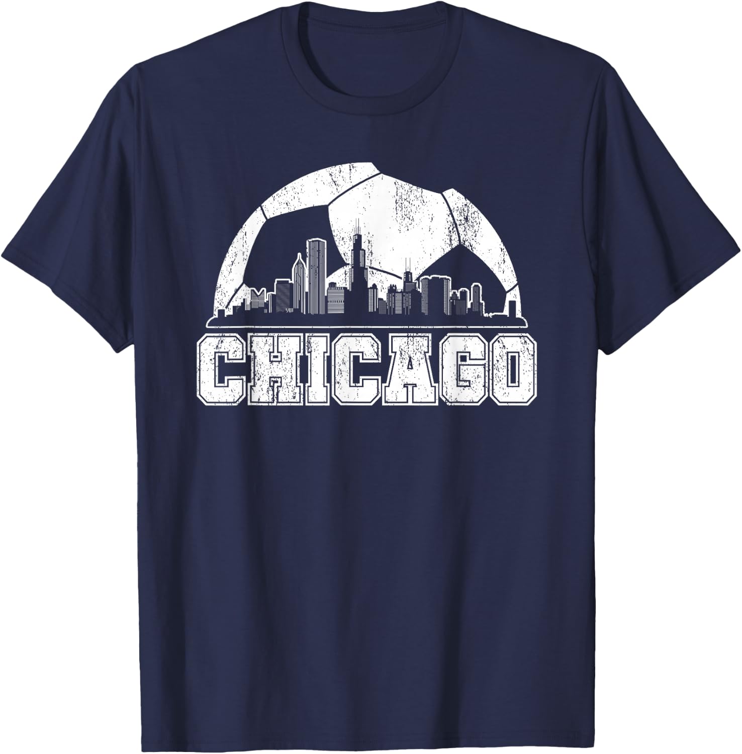 Chicago Skyline Soccer Lover T-Shirt - T-Shirt | Navy
