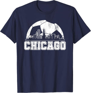 Chicago Skyline Soccer Lover T-Shirt - T-Shirt | Navy