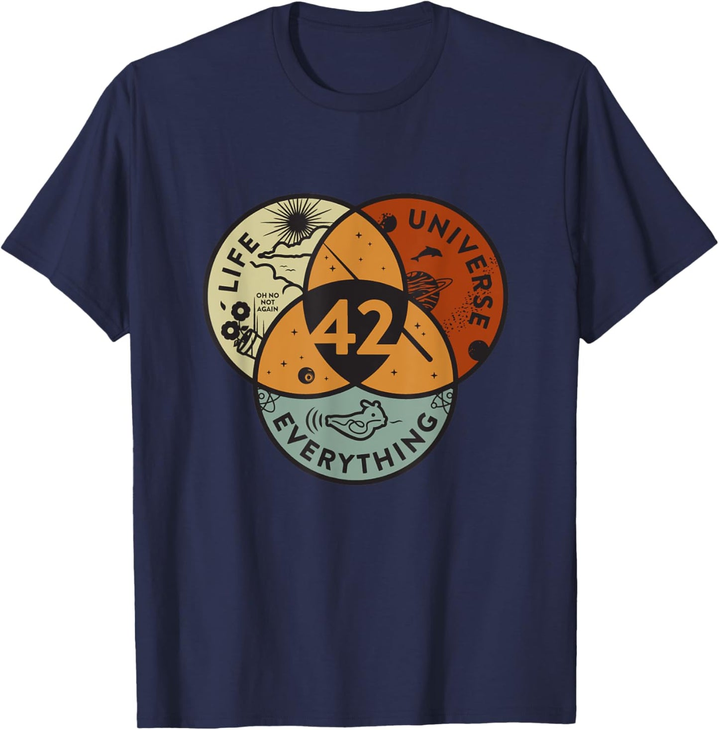 Venn Diagram Life The Universe And Everything - 42 Life T-Shirt - T-Shirt | Navy