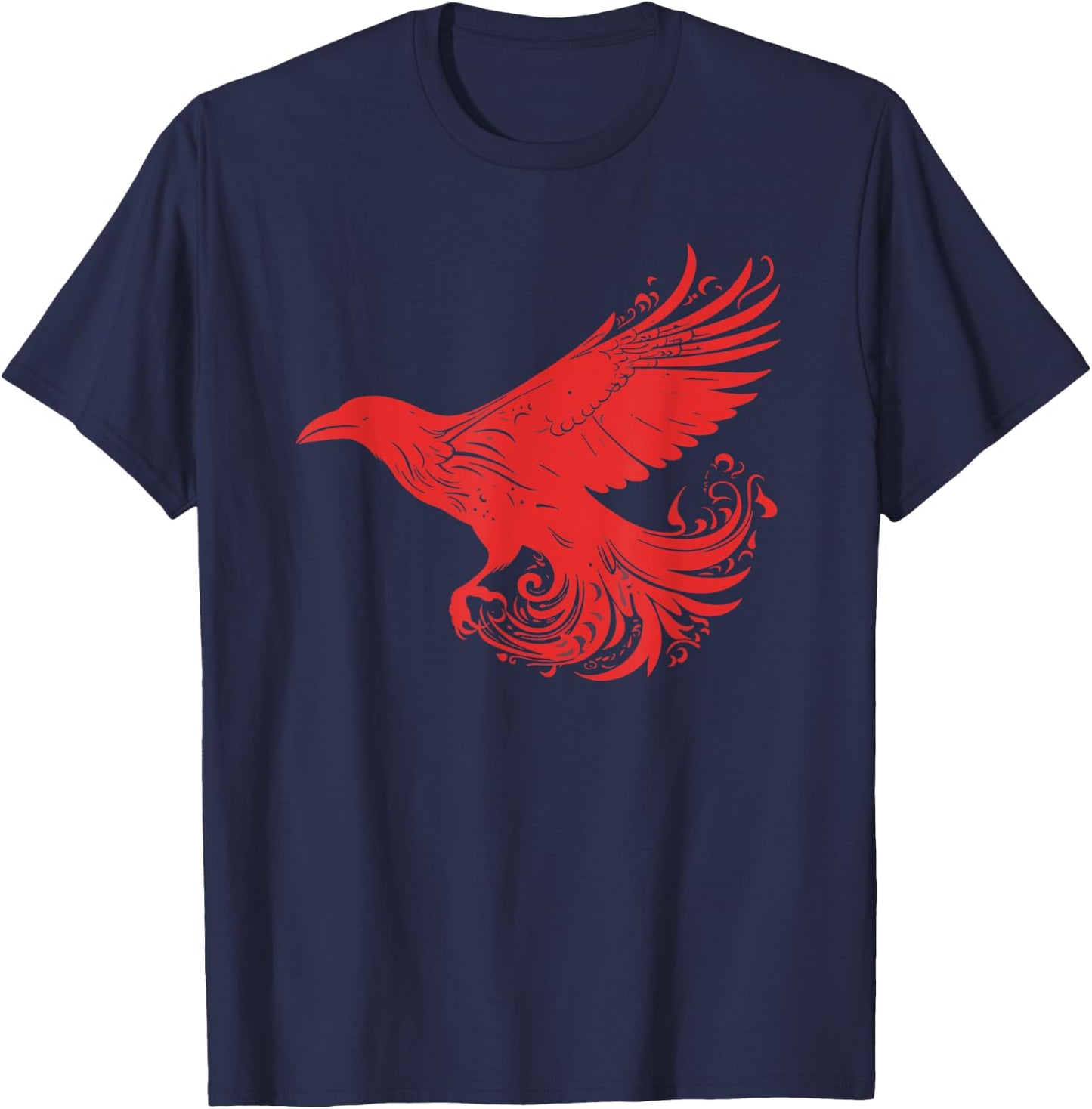 Crow Red Raven Norse Mythology Viking Vikings lover T-Shirt - T-Shirt | Navy